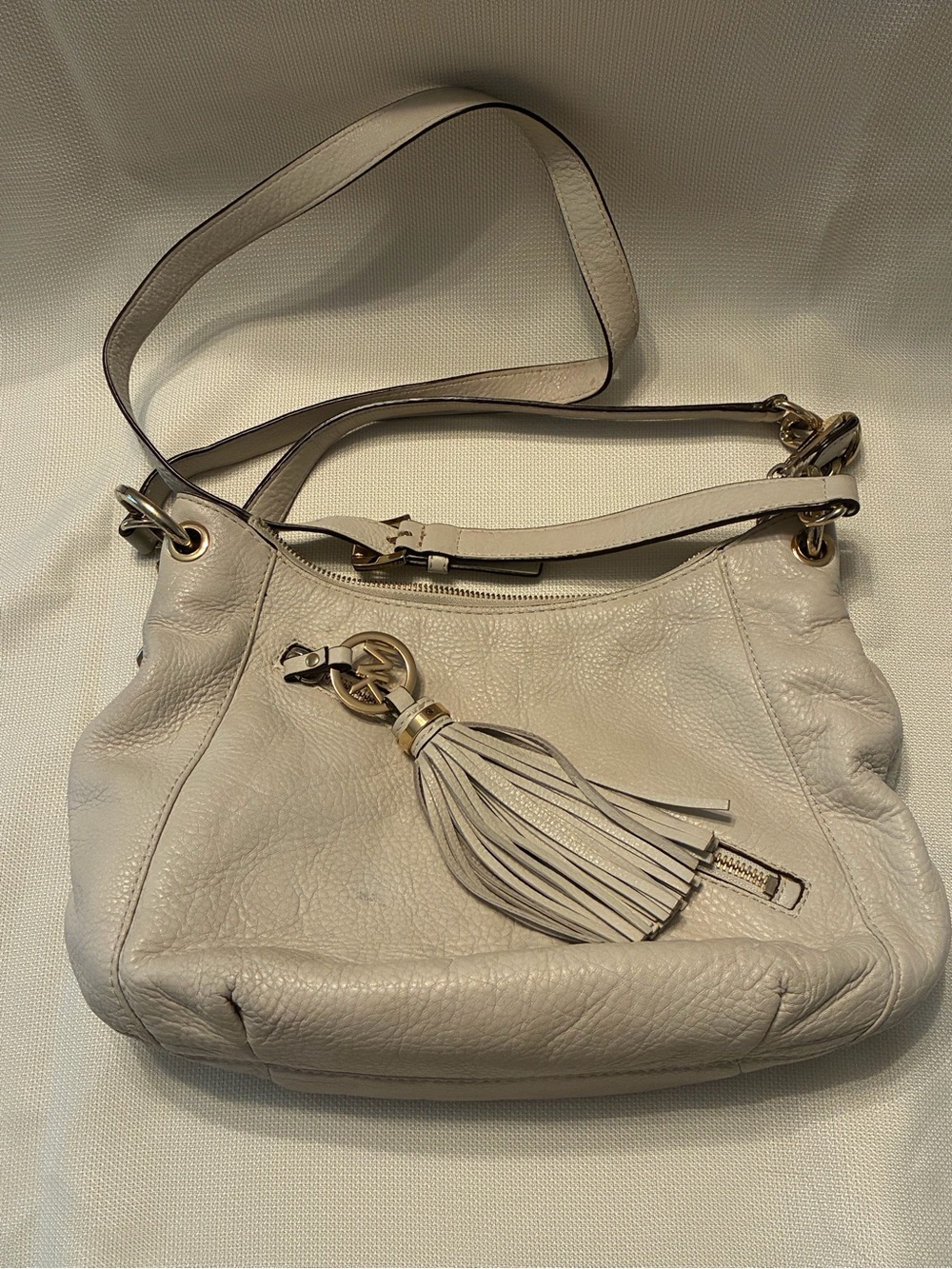 Michael Kors Cream Leather Tassel Hobo Bag